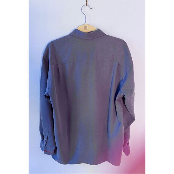 Bugatchi Uomo Men’s Long Sleeve Microfibre Casual Shirt Size Medium Slate Blue - Picture 6 of 6